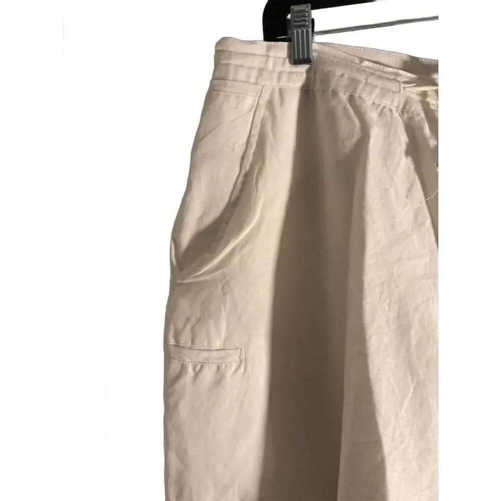 Linea Uomo Men's White Linen Blend  Lined Loose and Flowy Pants 40 x L30